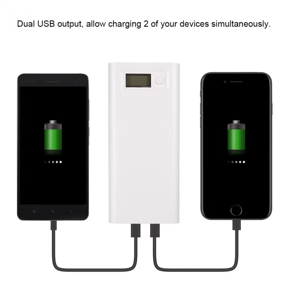 

20000mAh 8 x 18650 Battery Charger Dual USB Type-C Power Bank Shell DIY Kit Micro USB White