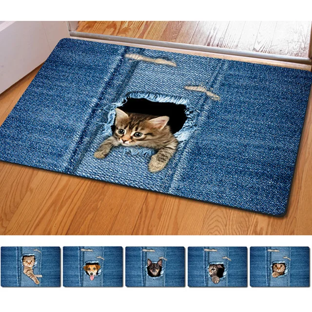 Fashion Kawaii Floor Mats Animal Cute Cat Dog Print Bathroom Kitchen Fashion Kawaii Floor Mats Animal Cute Cat Dog Print Bathroom Kitchen Carpet House Doormats For Living