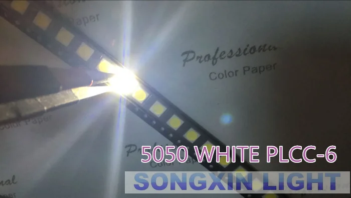 50 pcs New PLCC-6 5050 SMD 3-CHIPS white Ultra bright LED