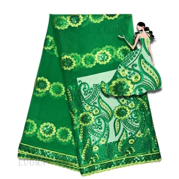 

Swiss Lace Material Hot Glitter African Fabric For Evening Dress Dry Lace Fabric Swiss Velvet Sequin Fabric multicolor green B12