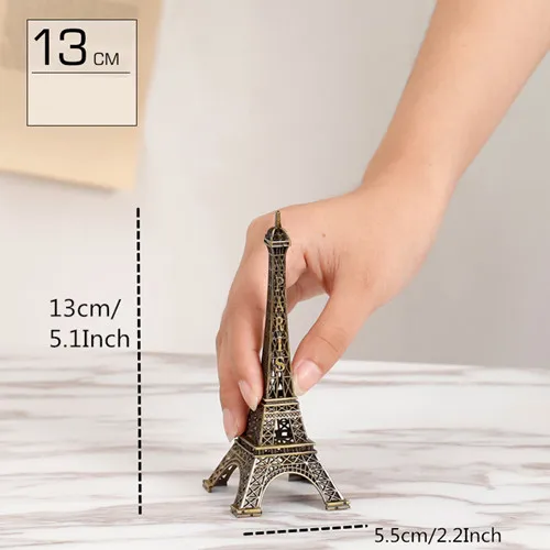 VILEAD 6 Size Zinc Alloy Paris Tower Model Figurines European Building Crafts Gift Office Home Decoration Hogar Ornaments - Color: 13cm Tower