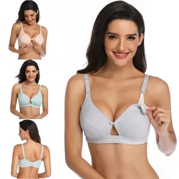 

Solid Color Front Buckle Without Rims Feeding Bra Upper Buckle Pregnant Women Nursing Bra