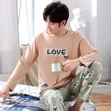 Мужские хлопковые пижамы, полосатая Пижама с буквенным принтом, пижамные комплекты с героями мультфильмов, повседневные домашние костюмы, пижамы плюс Пижама