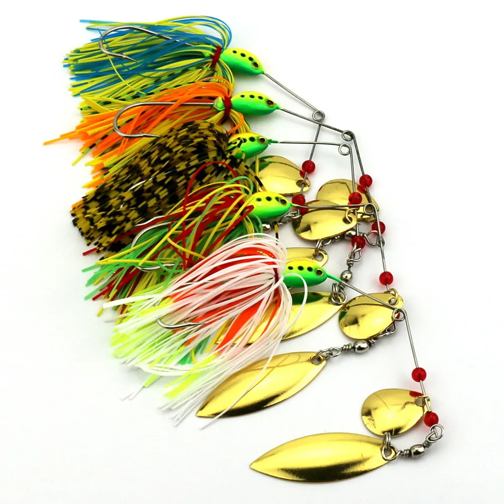 5pcs Fishing Spinner Lures Bass CrankBait Bait Tackle Crank Hook Vissen Harde Spinner Lokken