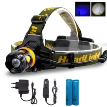 Waterproof LED Head Light Headlamp 2 LEDs LED Headlight Blue Yellow Fishing Flashlight Torch Head Lamp