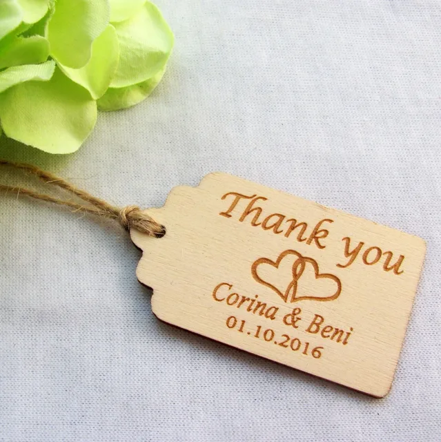 100pcs Personalized Engraved Thank You Wedding Tags Wooden 100pcs Personalized Engraved Thank You Wedding Tags Wooden Favor Rustic Bridal Shower