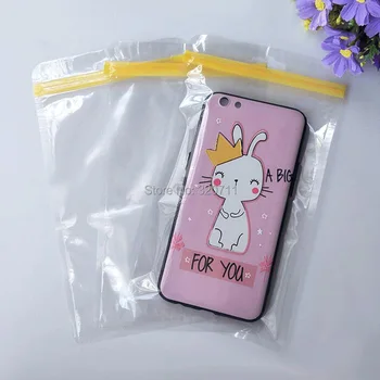 

12*21.5CM Double Transparent zipper bag for Travel Shaver Waterproof and dustproof Zip Lock Bag With Yellow Frame For 5.5 inch