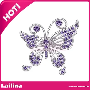 

Women's Noble Crystal Purple Butterfly Brooch Pin In Silver Plated