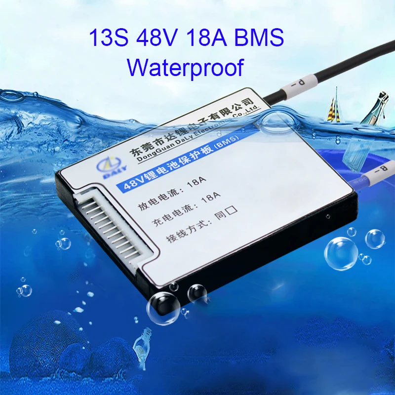 

13 Series 13S 48V 18A Li Lithium Battery Protection Board BMS with balance Li-ion Lipo Waterproof PCB Cells Temperature Control