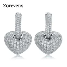 ZORCVENS серьги в форме сердца для женщин серьги с камнями Серебряный цвет Съемная серьга женские свадебные украшения