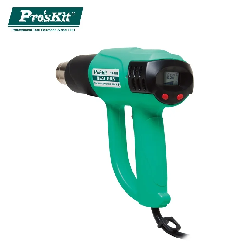 

Pros'Kit SS-621H Digital LCD Display Hot Air Gun 220V 240V Adustable Temperature Handheld Heat