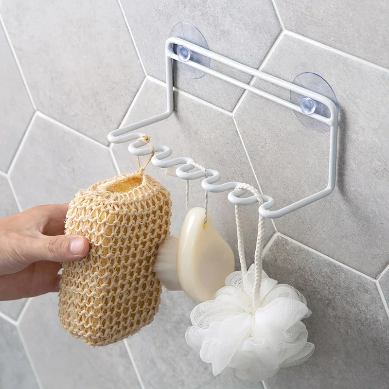 Meyjig Wrought Iron Suction Wall Toothbrush Holder Bathroom Wall Mounted Tool Rack Seamless Suction Cup Shelf Razor Storage Rack5