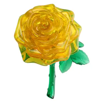 

ABWE 3D Crystal Cube Jigsaw Model DIY Rose IQ Toy Gift Gadget yellow