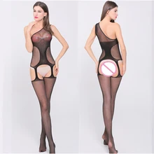 2017 New Arrival Women Fishnet Lingerie Chemise Garter Bodysuit Lady Sleepwear Solid Black Sleeveless Bodystocking FN085