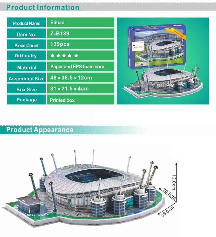 Clever& Happy 3d головоломка Etihad стадион обучающая игрушка город Манчестера стадион взрослые рисунки ручной работы модель болельщиков сувенир