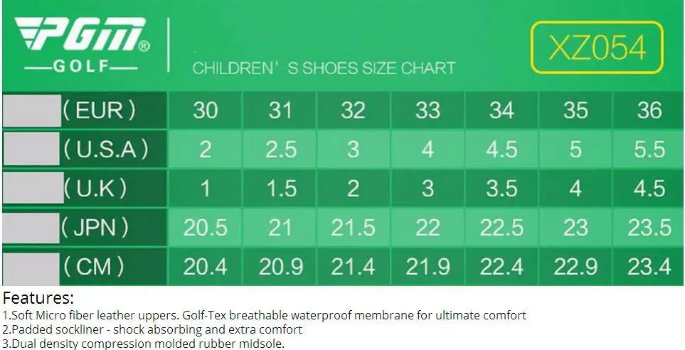 PGM детская спортивная обувь для гольфа кроссовки дышащие мягкие Гольф детская обувь для мальчиков и девочек уличная Водонепроницаемая противоскользящая обувь