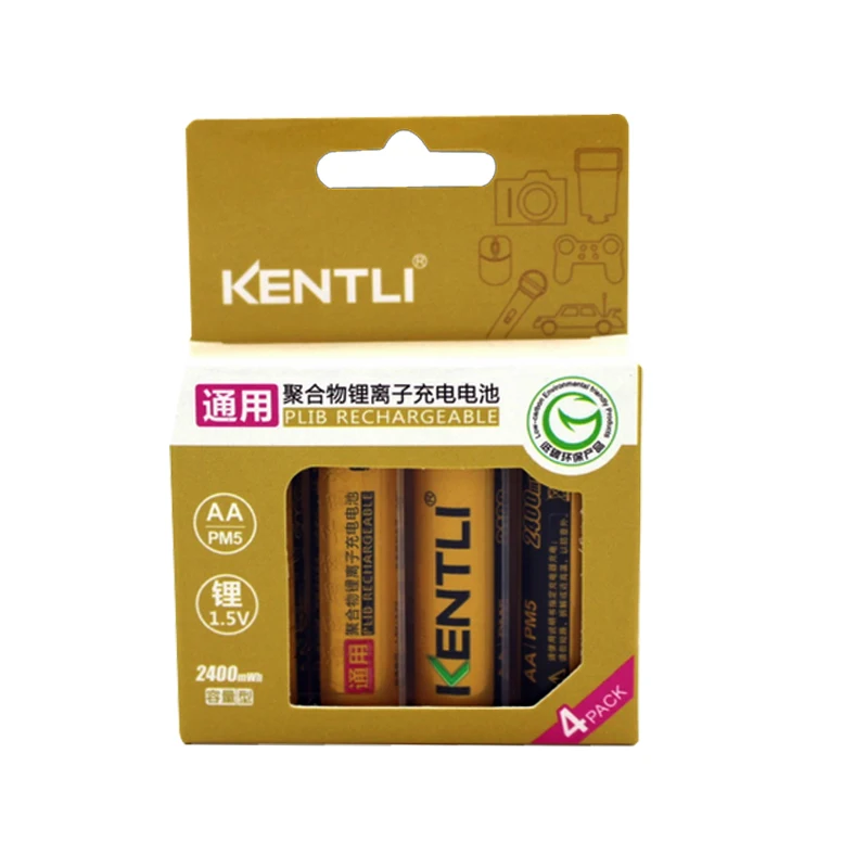4 шт./лот KENTLI 1,5 в AA 2400mWh литий-ионный Литий-полимерный перезаряжаемая аккумуляторная батарея