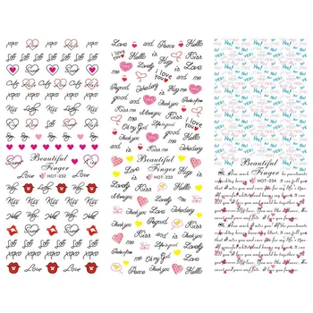 

3 PACKS / LOT MOSAIC FLOWER KISS SWEET HEART LOVE VALENTINE NAIL TATTOOS STICKER WATER DECAL NAIL ART HOT232-234