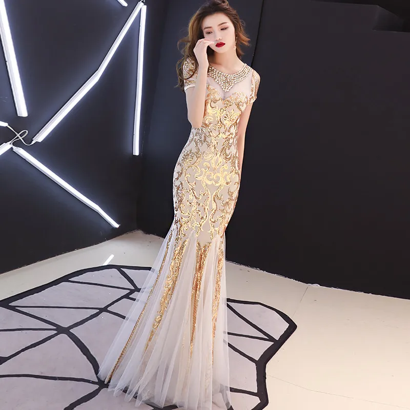 

Mesh Maxi Elegant Sequins Rhinestone Qipao Dress Luxury Woman Formal Party Gown Floor Length Cheongsam Sexy Backless Vestidos