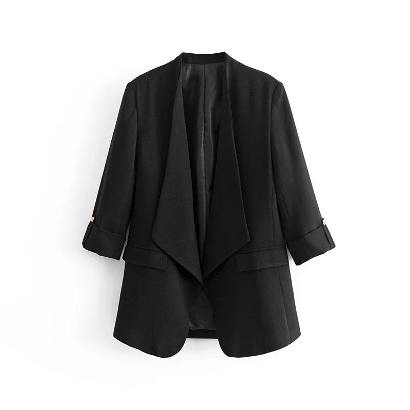 Spring Women Blazer Long Sleeve Open Front Lightweight Casual Office Lapel Turn Down Collar Slim Jacket Outwear Female Dropship Spring Women Blazer Long Sleeve Open Front Lightweight Casual Office Lapel Turn Down Collar Slim Jacket Outwear Female Dropship