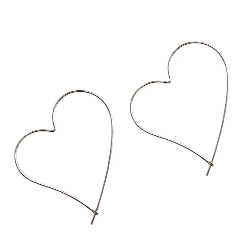 Jsmpfy 925 Sterling Silver Classic Brincon Big Hollow Hearts Stud Earrings For Women Gift Silver