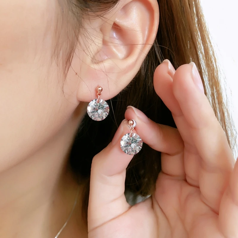 

Hot Sell Fashion Design Formal Dress Party Rose gold-Color Pave Setting Sparkling Crystal Cubic Zirconia Earrings Accessories
