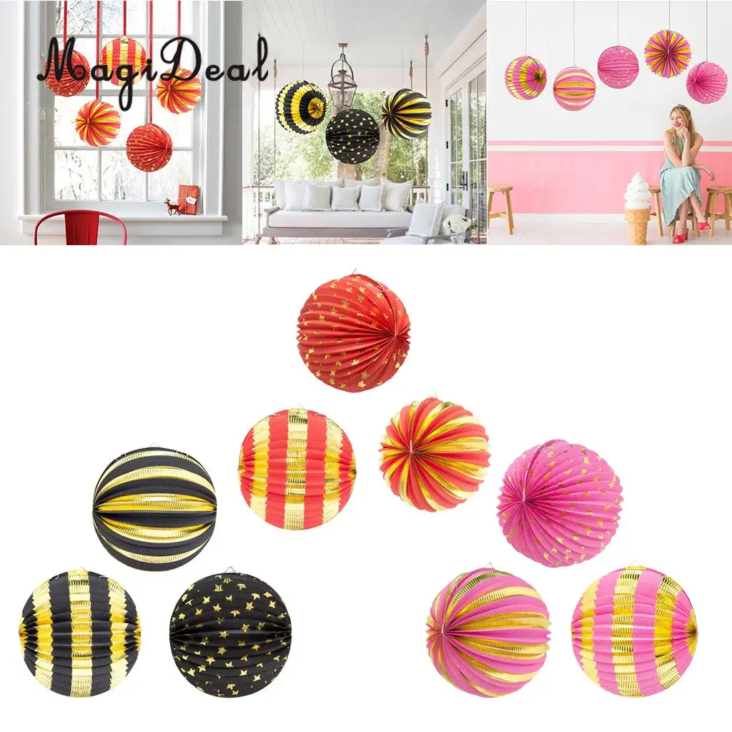 MagiDeal Pack of 3 Round Paper Lanterns for Birthday Bridal Wedding Baby Shower Party Decor Party Holiday DIY Decoration