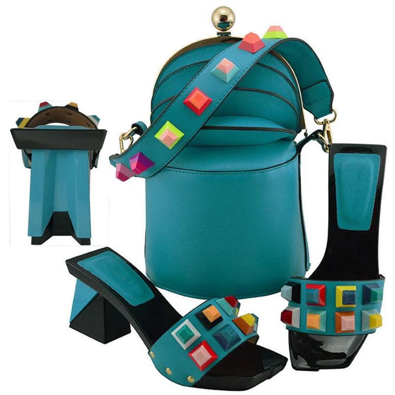 Assorties orange Ventes Sur Rivet magenta Mariage Femmes rose Décoré Sac Blue Pompes Le jaune Green Chaussures En Et noir Slip Ensemble Dames Pour Avec rouge bleu lake Royal Partie Italiennes Beige mint nxaqFP0w48