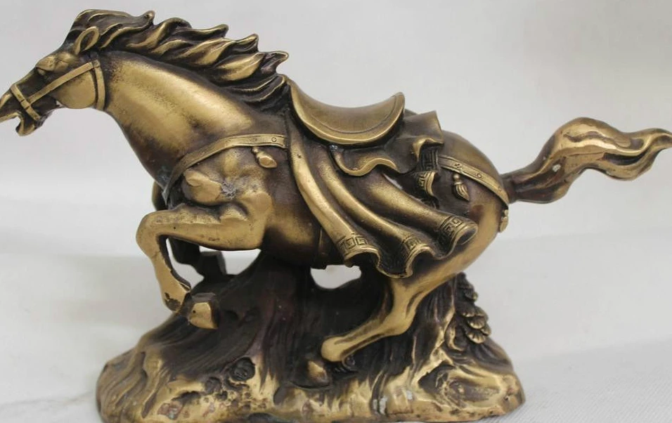 

6" Chinese Fengshui Purple Bronze Zodiac Year spur on Horse Successful Statue