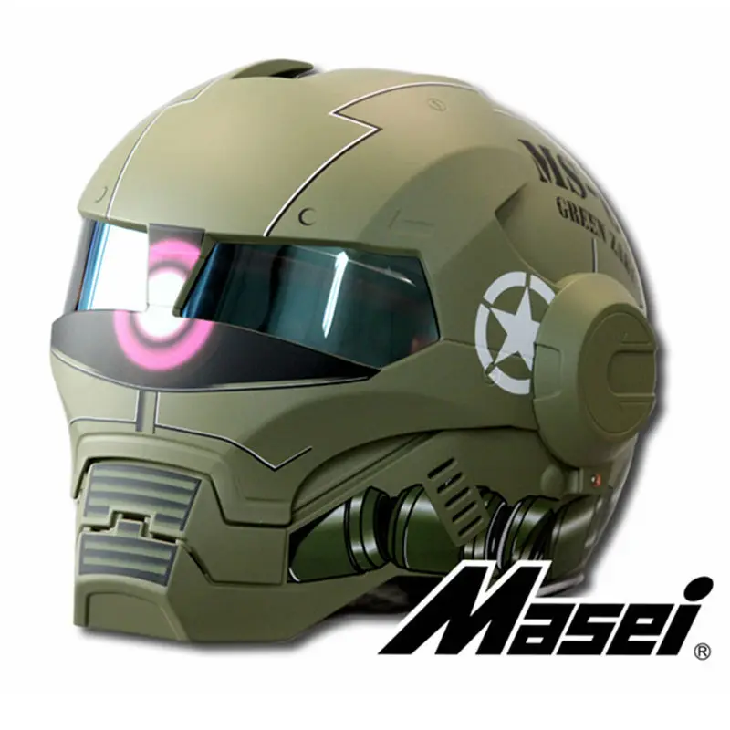 MASEI Mat Muet Vert Zach NOUVEAU style 610 moto casque IRONMAN Iron Man casque open face casque