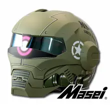 MASEI Matte Dumb Green Zach NEW style 610 motorcycle helmet IRONMAN Iron Man helmet open face helmet casque motocross