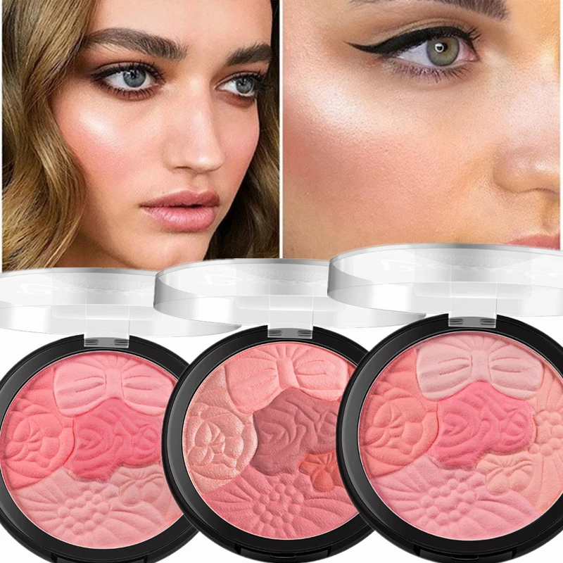

Face Blush Makeup Palette Petal Matte Blusher Highlighter Powder Contour Cheek Rouge Easy to Wear Make Up Natural Minerals