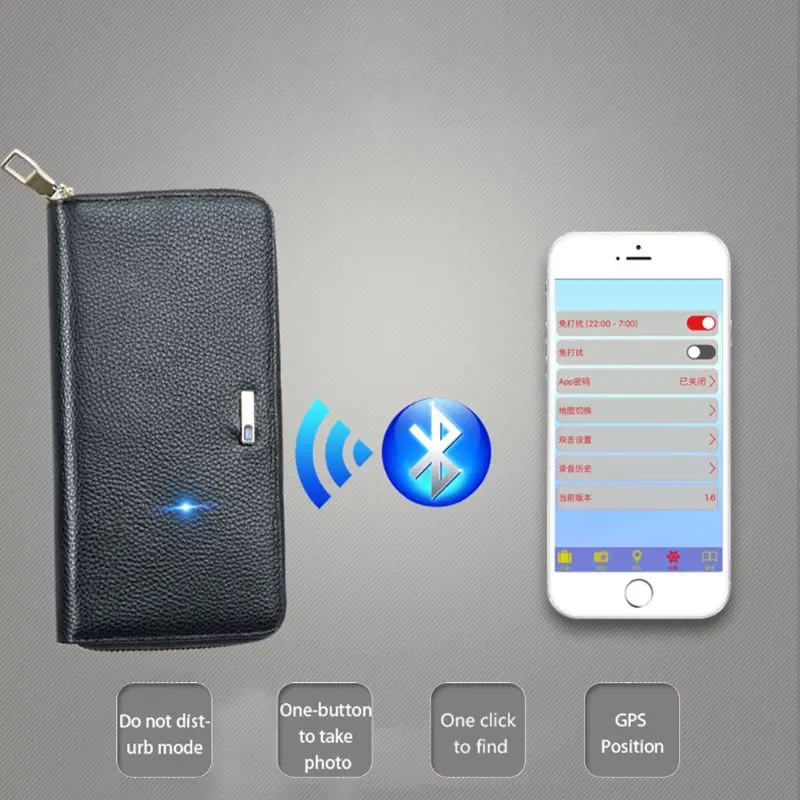 Модный мужской длинный кошелек из натуральной кожи с Bluetooth, многофункциональный держатель для кредитных карт, кошелек с функцией локатора