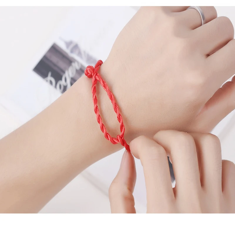 4Qevila 2019 Hot Sale 2PCS Fashion Red Thread String Bracelet Lucky Red Handmade Rope Bracelet for Women Men Jewelry Lover Couple (9)