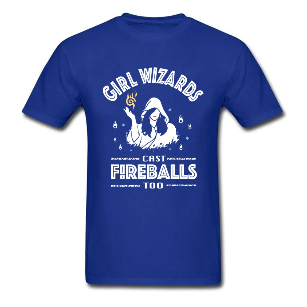 Girl Wizards cast Fireballs too Father Day Pure Cotton O Neck Tops Shirt Short Sleeve 3D Printed Tee-Shirts Graphic T Shirt Girl Wizards cast Fireballs too blue