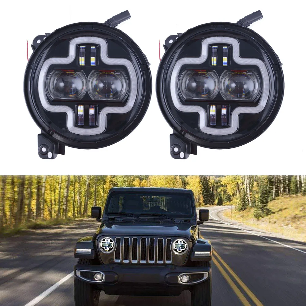 2 шт. автомобильные аксессуары " фары для Jeep Wrangler JL фара проектор для дальнего ближнего света белый угол глаза для- JL