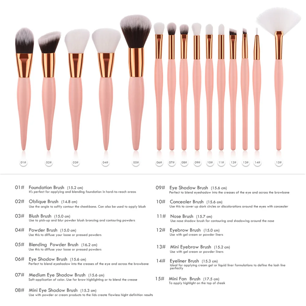 Pincéis de Maquiagem Pincel de Base de Maquiagem Vander Pcs Profissional Definida Cosméticos Blending Foundation pó Rosa Make up Brush 8 - 12 15 7 Cheap Aplicador de sombra