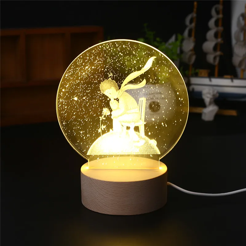 

Internal Sculpture 3D Night Light Little Prince Table Lamp LED luminaria 110V Baby Sleeping Nightlight Home Decor