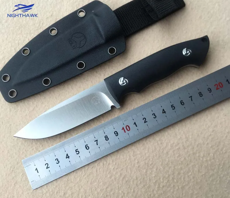 NIGHTHAWK VG 10 blade G10 handle fixed blade hunting straight knife KYDEX Sheath camping