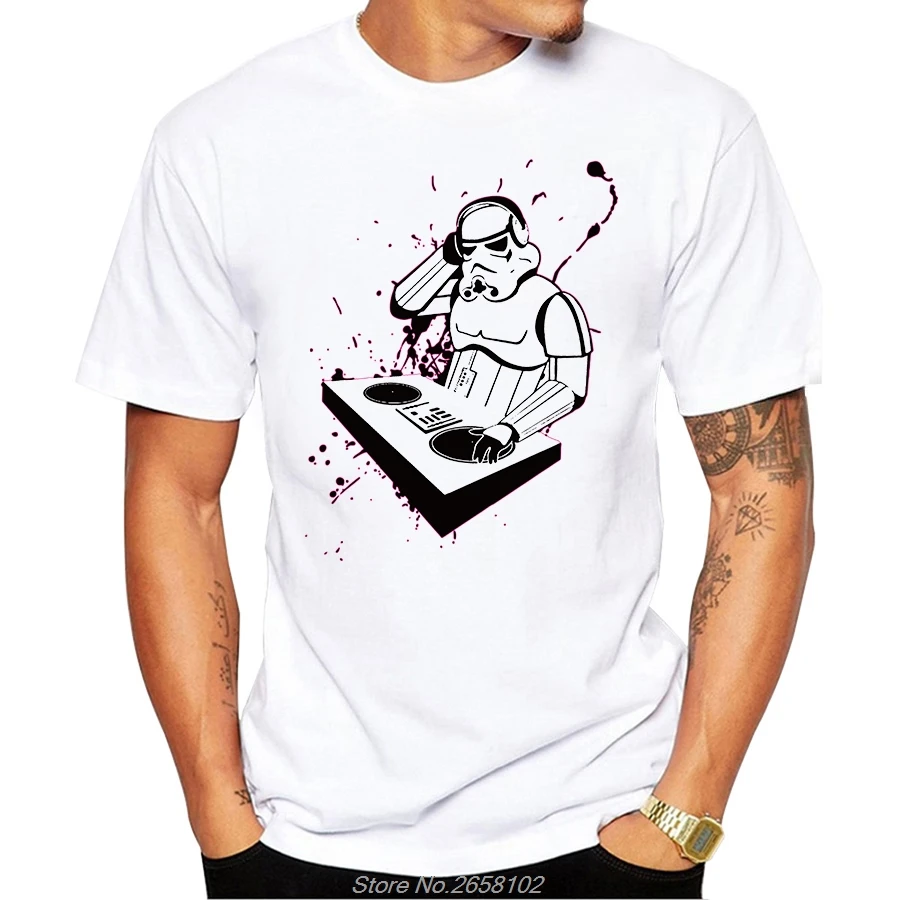

New Men Fashion Star Wars t-shirt Funny DJ Imperial Stormtrooper T Shirt Cool Tops Short Sleeve Casual Tee Harajuku Streetwear