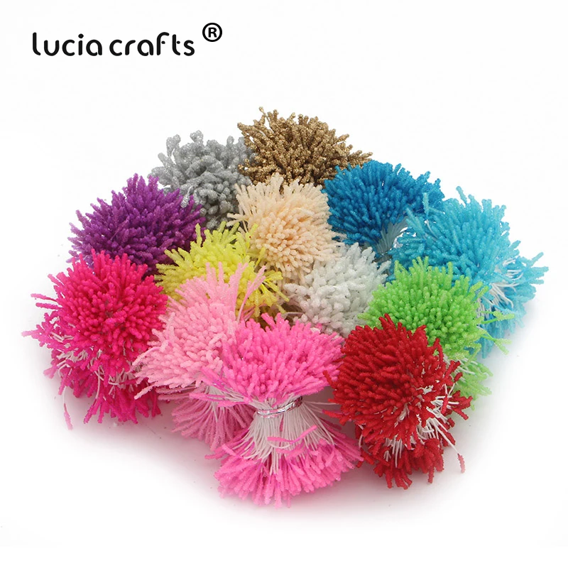 Lucia crafts, 144 шт, 3 мм, Двойные наконечники, стеклянные цветы, тычинки для свадебного украшения, сделай сам, скрапбукинг, венок, поддельные, pist C1204