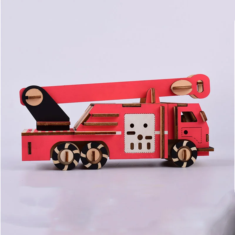 Пожарная машина деревянный набор для моделирования DIY 3D игрушки детей