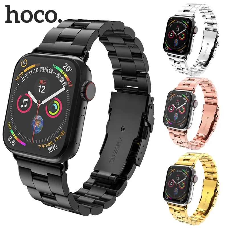 

HOCO Folding Clasp Stainless Steel Strap for Apple Watch 4/3/2 Double Insurance Buckle Watch Band Bracelet for IWatch 44mm 42mm
