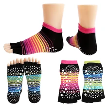 Новинка, 1 пара Для женщин воздухопроницаемые носки для девушек, для занятий спортом, пилатеса носки пуанты пять пальцев силиконовые круглые