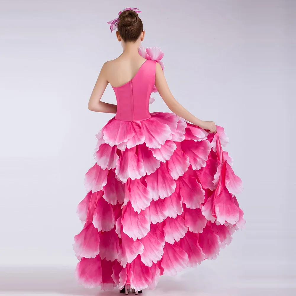 Испания открытие Костюмы для фламенко танец большой Платья для женщин длинная куртка с секциями современной Одежда для танцев костюмы исполнительских искусств этап Костюмы цветы