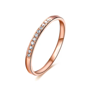

EDI Diamond Anniversary Ring Wedding Band Real 14k Rose Gold 0.07ctw G/SI Natural Diamond Tail Ring Stack Ring For Women