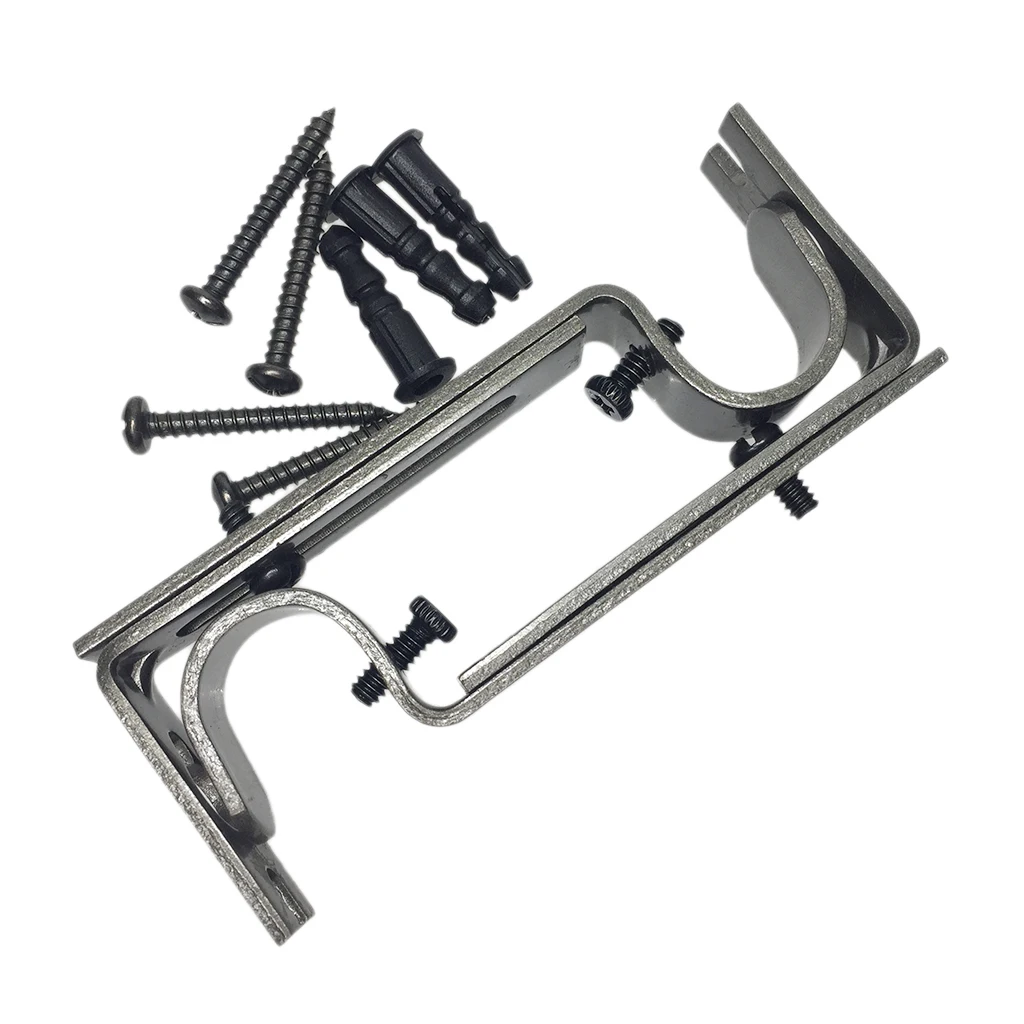 2pcs Metal Single Window Curtain Rod Bracket Holder Wall Mounted for Diameter 19.05mm Poles