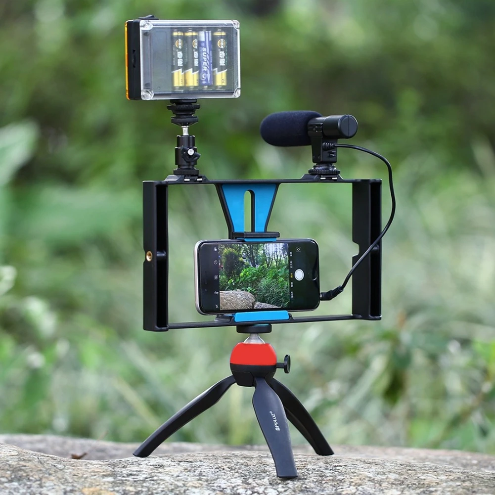 

5PCS/SET Sport Camera Equitment Smartphone Video Rig+LED Studio Light+Cold Shoe Head+Microphone+Mini Tripod