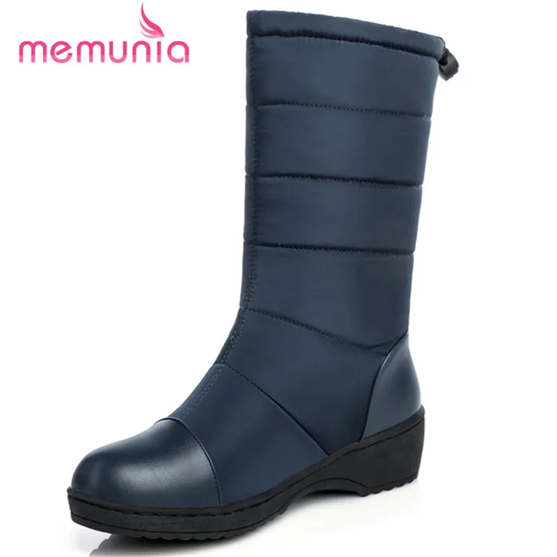 

MEMUNIA Mid-Calf boots for women in winter boots fashion contracted platform shoes keep warm snow boots down solid hot sale