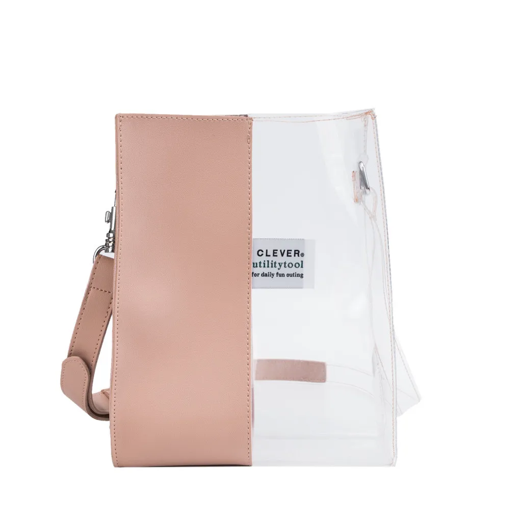 Новинка, винтажная элегантная женская сумка через плечо, модная прозрачная сумка, контрастный цвет, Большая вместительная сумка - Цвет: Pink